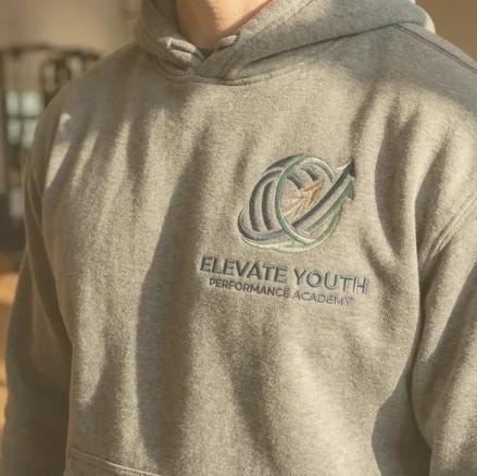 Elevate Youth — embroidered hoodie, concept mockup