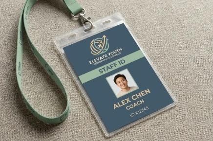 Elevate Youth — staff ID badge, concept mockup