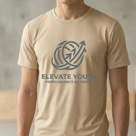 Elevate Youth — branded t-shirt, concept mockup