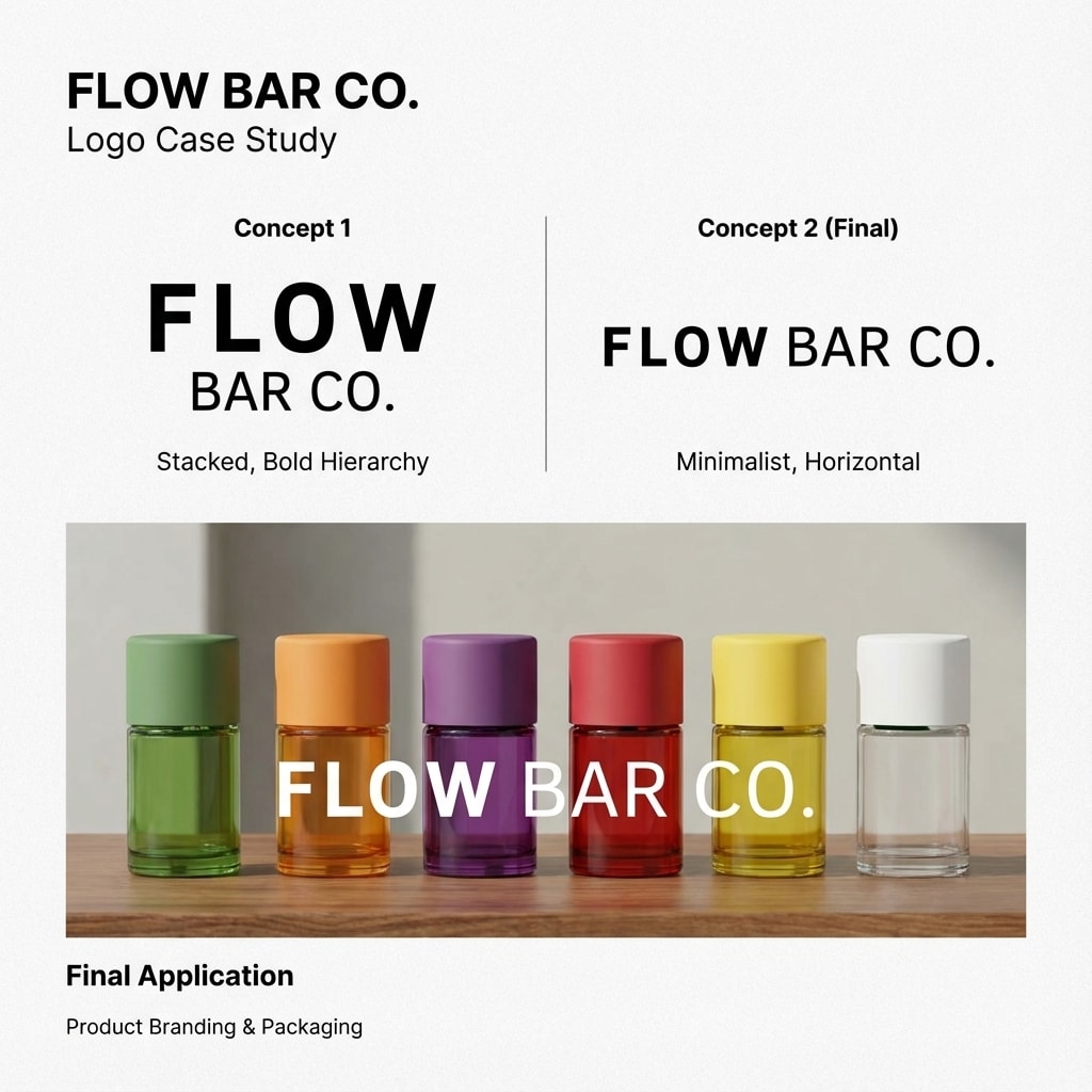 Flow Bar Co. — logo creation case study: concept exploration, refinement, and final mark