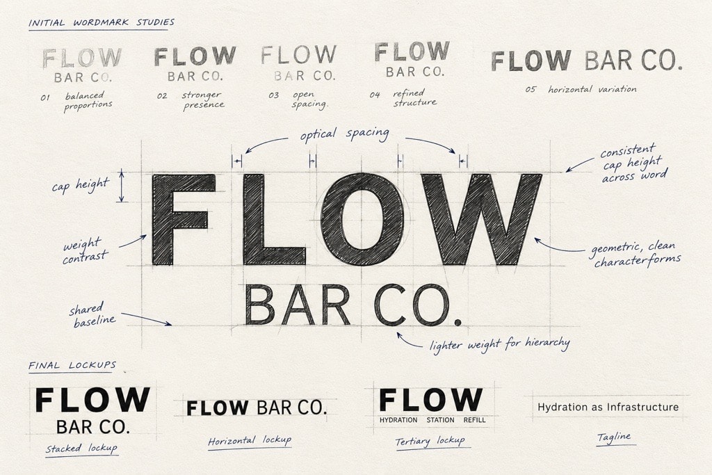 Flow Bar Co. — logo system: primary, secondary, and icon variations