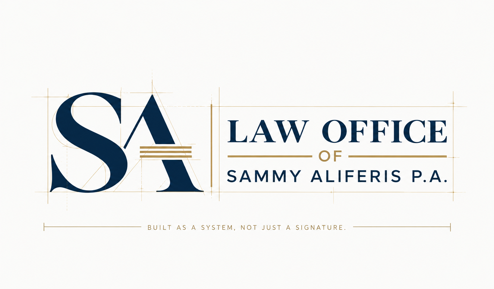 SA monogram logo construction — built as a system, not just a signature
