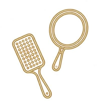 Brush and hand mirror icon