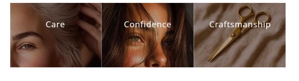 Naurys — Care, Confidence, Craftsmanship brand triptych
